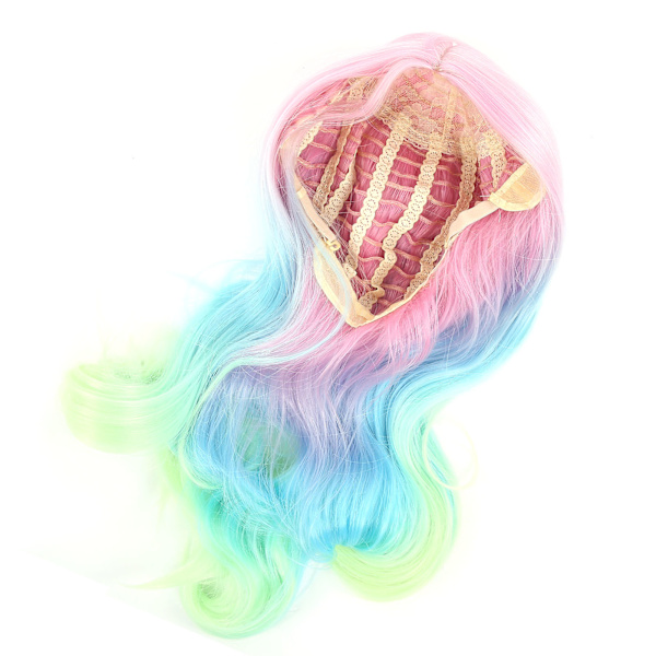 Dame Gradient Lang krøllete parykk Fargerik Stilig Cosplay Party Halloween Syntetiske parykker