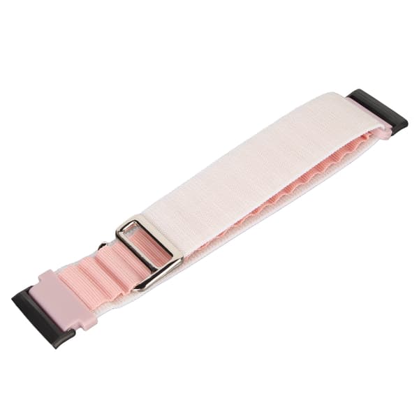 Udskiftningsrem til smartwatch i strækbart vævet nylon, passer til Fitbit Versa 4 3 Sense 2, hvid og pink