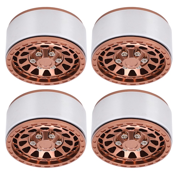 4 kpl Beadlock RC-auton pyörännavan sarja 1,9 tuuman alumiiniseoksesta valmistettu rengasvanne 1/10 1/12 1/14 kauko-ohjattaviin autoihinRuskea
