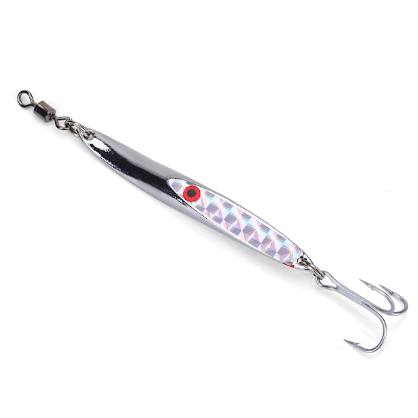 Lures Paljetit Metal Bass Hard Spoon Bait Jig Viehe keinokoukku (hopea 28g)