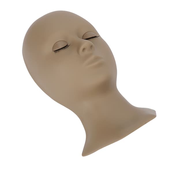 Øyenvippe Mannequin Hode Høy Simulering Elastisk Vaskbar Myk Silikon Sminkepraksis Mannequin Hode Enkelt Øyelokk Brun