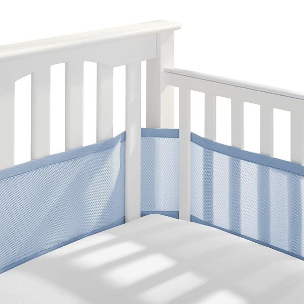 4-puolinen pinnasängyn puskuri (2 osaa, sininen), sängyn puskurin suoja, hengittävä pinnasängyn puskuri kodin suojaamiseksi