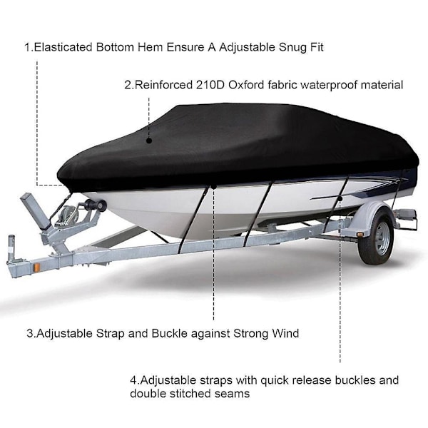 420*270cm Vattentätt Båtskydd Bredt Båtskydd Skyddande Överdrag för Oxford V-Skrov Båt Anti-UV Fortöjning Bogsering Snabbgående Båt Yacht