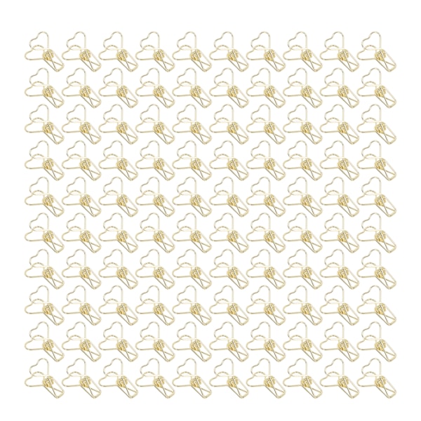 100 stk. Binder Clips Hjerteform Lang Hale Form Metal Jern Hul Design Mini Sjov Binder Clips til Dokumenter Billetter Guld