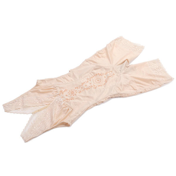 Blomsterprint mønster Mavekontrol Body Shapewear Slankende talje Trainer Bælte Bodysuit (Khaki)L