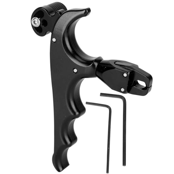 Metall 4-finger bueutløser Caliper Tommel Trigger Grip Jakt Skyting Tilbehør Svart