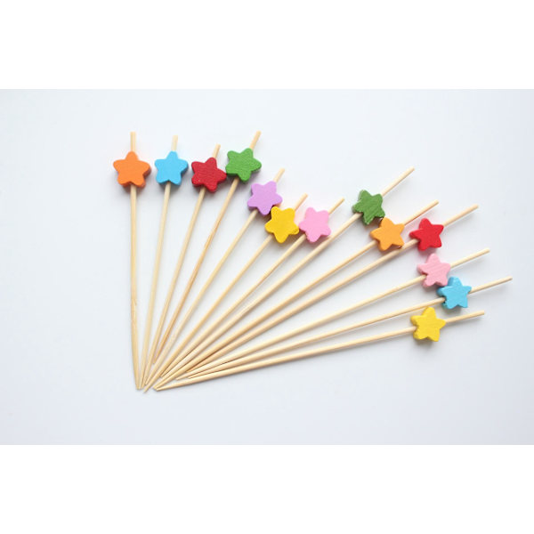Flerfärgade Engångs Bambu Tandpetare - 200 st | 12cm | Handgjorda | Perfekt för Fruktcocktail, Efterrätter, Smörgåsar & Fester