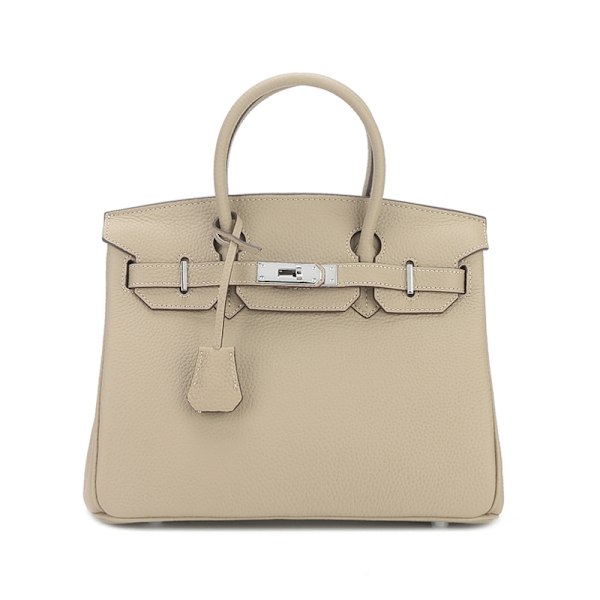 Damer Läder Handväska Första Lagret Ko-Läder Tote Bag Pendlar Crossbody Handväska-Elefantgrå Elephant Gray 30cm