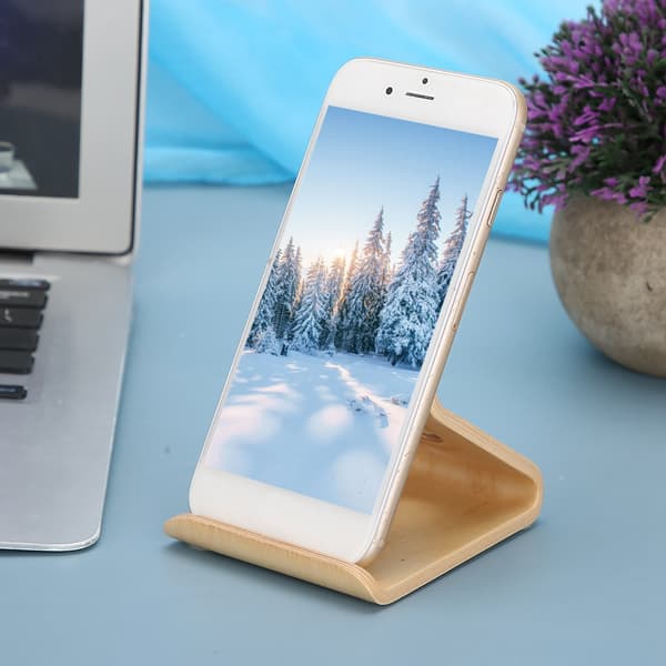 Dobbeltsidet Valnød Desktop Tablet PC Holder Mobiltelefon Stand Beslag Tilbehør (undertone)