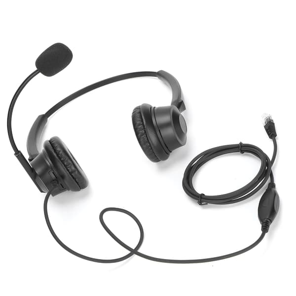 Binaural Headset Telefonheadset med brusreducerande mikrofon och volymkontroll