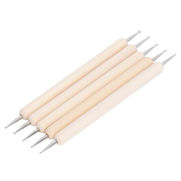 5 stk. Tracing Stylus DIY Fremstilling Træhåndtag Rustfrit Stål Dobbelt Hoved Kuglespids Prægning Stylus til Kunstprojekter