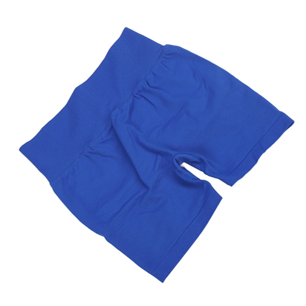 Kvinnors höga midja höftlyft yogashorts mjuka elastiska gym löpning midja åtdragande träningshorts blå L