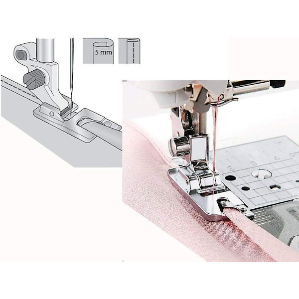 6 stk. Hemmefotsett - Lavt skaft symaskin trykkfot for rullede hemmepressing