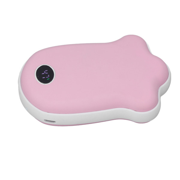USB uppladdningsbar handvärmare Cat Paw med LCD-skärm Dubbelsidig uppvärmning 2 nivåer justerbar handvärmare Power Bank för telefon Rosa