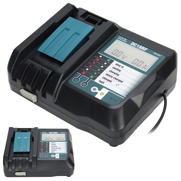 DC18RF laddare med skärm USB-gränssnitt passar för Makita 14V/18V litiumbatteri EU 100V‑240V