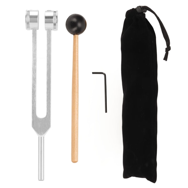 128HZ Healing Stemmegaffel Sett Stress Relief Aluminium Legering Medisinsk Stemmegaffel med Hammer Small Silver
