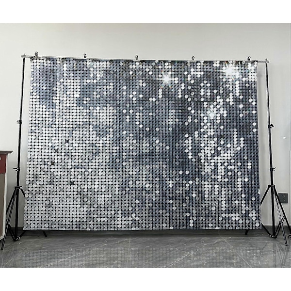 Sølv Disco Party Bakgrunn Sølv Hvit Fotobakgrunn Gratulerer med dagen Bryllupsdusj Bryllup Baby Portrett Fotografering Rekvisitter (210x150cm)