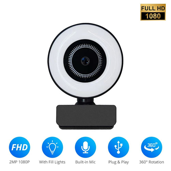 Full HD 4K webkamera datamaskin webkamera videokamera innebygd ringlys webkamera