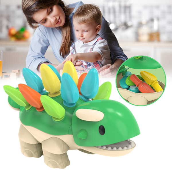 Koncentrationsleksaker för barn, pedagogiska leksaker för spädbarn, dinosauriepussel med insatta taggar
