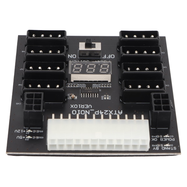 ATX PSU Power Board 5V 12V lähtö 24Pin - 8X 4Pin Plus 2X Voltage Indicator ATX Server Power Board for CHIA Mining