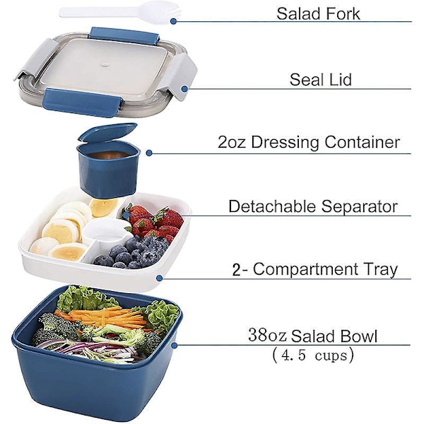 Sallads Bento Box med Dressingbehållare - Lufttät, Läckagesäker Lunchlösning för Barn och Vuxna
