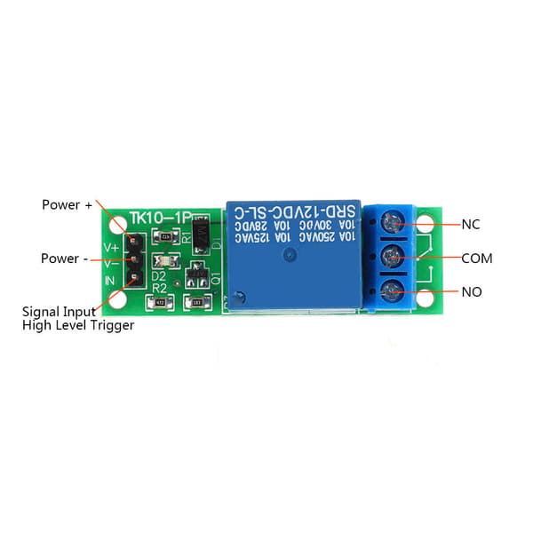 10st DC 12V 1-kanals relämodul med hög nivåtrigger för Arduino