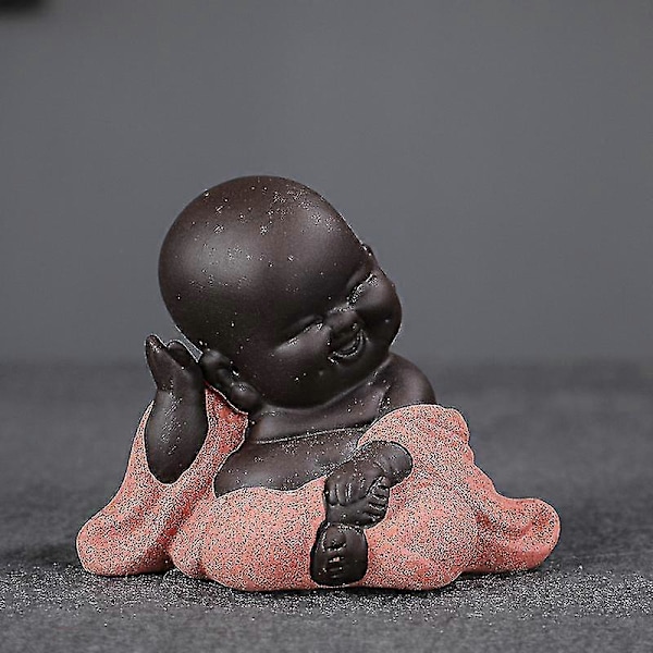 Skrattande Buddha Staty Liten Munk Figurin Hemmakontor Ornament Dekoration Gåva Zekai färg 12