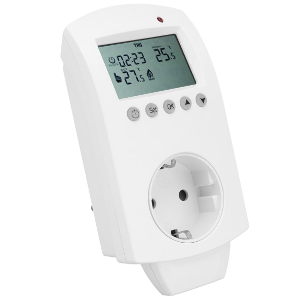 Plug-in termostat LCD programmerbar varmetemperaturkontroller 16A EU AC230V