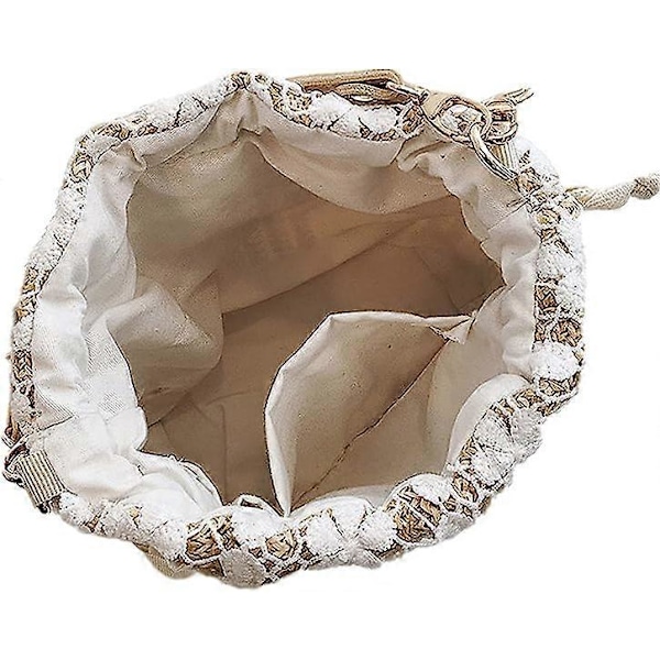 Flowers Straw Väska Crossbody Väska Korgväska Kvinnor Flickor Dragsko Spets Vävd Handväska Sommar Strandväska Rattan Boho Semester Hink