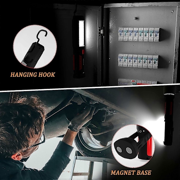 LED-taskulamppu, 36+5 magneettista työvaloa, 360 astetta kääntyvä ripustuskoukku ja 270 astetta magneettinen kiinnitysjalusta (sininen)