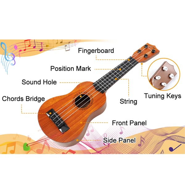 Bärbar Barn Ukulele Gitarr - Pedagogisk 4-strängad Leksak för Nybörjarmusiker