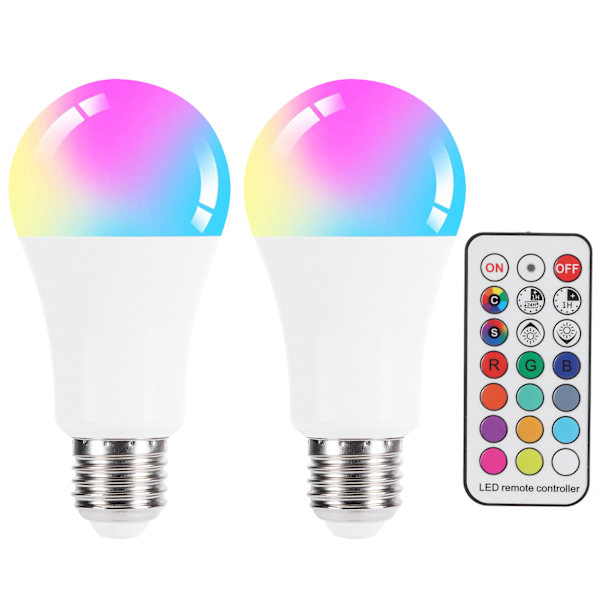2 kpl E27 LED-lamppua 10 W:n värikäs RGB-lamppu kaukosäätimellä kodin sisustukseen 85-265 V