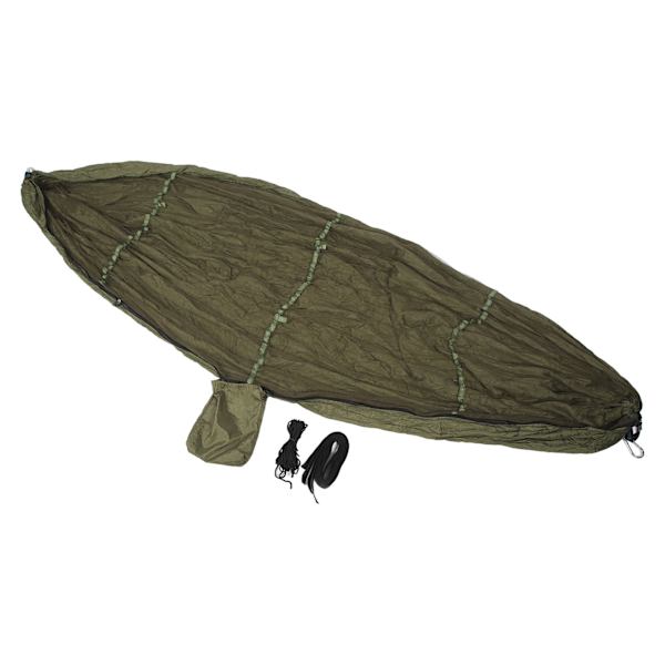 Campinghängmatta med nät 210T nylontyg Anti Fall Fällbar Mörk OD Grön 440,9 lb Bärbara hängmattor för utomhusresor