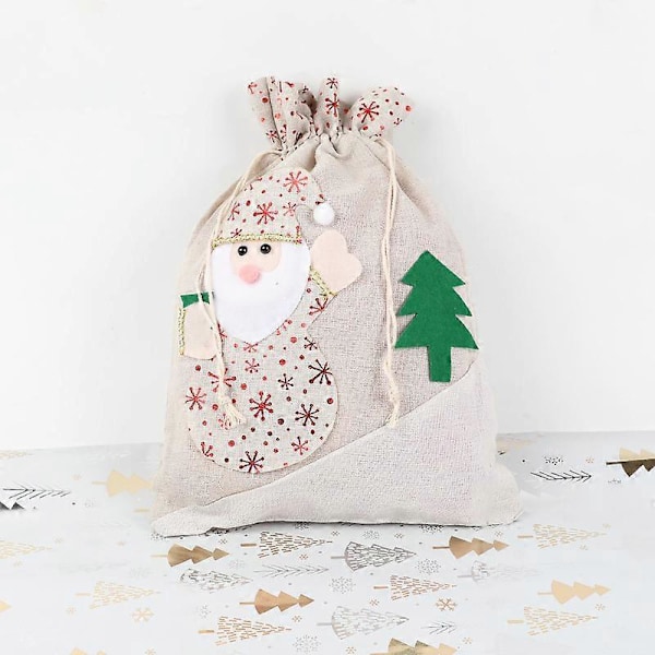 30*40cm, 4 Stykker Store Julegaveposer med Snøring for Julegaver Enkel Innpakning Gaveposer for Festgaver -