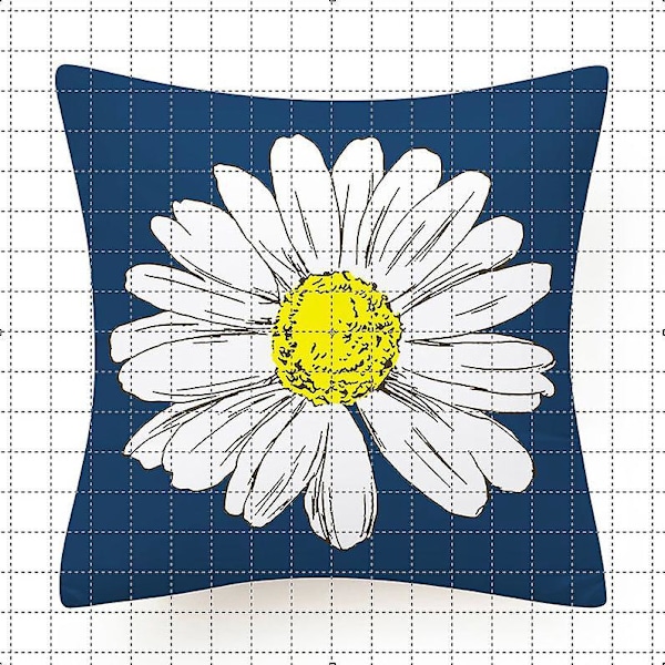 Moderni setti, jossa 4 Daisy-tyynyliinaa kauniilla valkoisilla kukilla, sohvan koristetyyny, kodin koristeellinen neliö 45*45cm tyynyliina