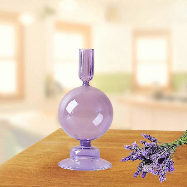 2 x Dekorativa ljusstakar i glas Torr blomvas Juldekoration