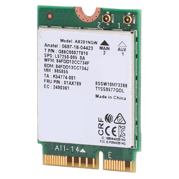 Nettverkskort for Intel AX201NGW WIFI 6 Gigabit 2400M M.2.CNVio2-grensesnitt for Bluetooth 5.0