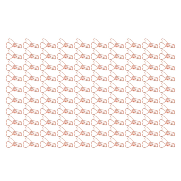100 st Binder Clips ihålig hjärtform stark klämkraft metall små binder clips för kontorsdokument roséguld