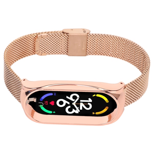 Mesh -rem i rostfritt stål Fashionabla Andas Flexibelt utbytesband Tillbehör Passar för Mi Band 7 Rose Gold