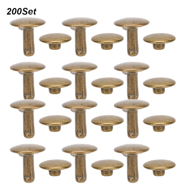 200 sarjaa kaksoiskorkkiniittiä pyöreä niitti naula rauta farkut nappi nahkakengät laukut vaatteet 10x10mm pronssi