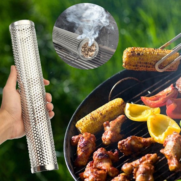 Mesh Pellet Smoker Tube Utendørs Rund Kald Varm Rustfritt Stål Grill Røyker Generator