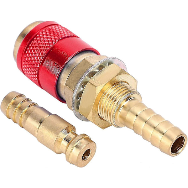 M8 Gas- og vand-hurtigkobling vand- og gasafkølet adapter til MIG TIG brænderfitting svejsebrænderfitting (rød)