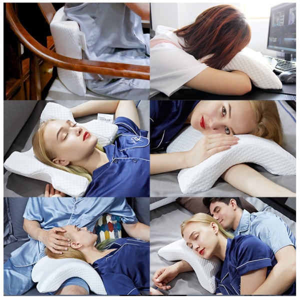 Reise Sove Memory Foam Armpute, hvit U-formet kosepute