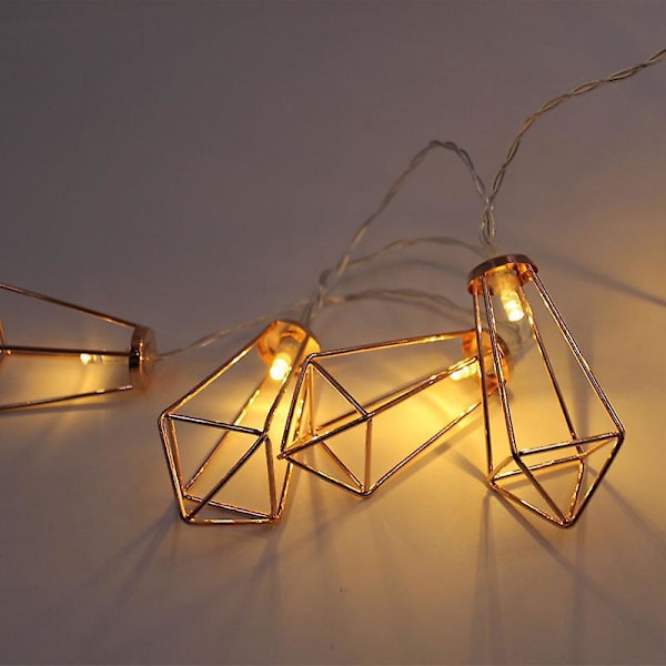 Twinkle Star 10 LED Geometriska Strängljus Batteridrivna Varmvita Roséguld Dekoration för Inomhus Bröllop Fester Sovrum