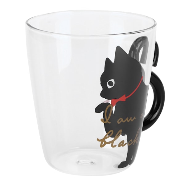 Kattekop Kaffe Mælk Te Vand Glas Børneflaske Transparent Varmebestandig Genanvendelig Krus(Sort Kat )