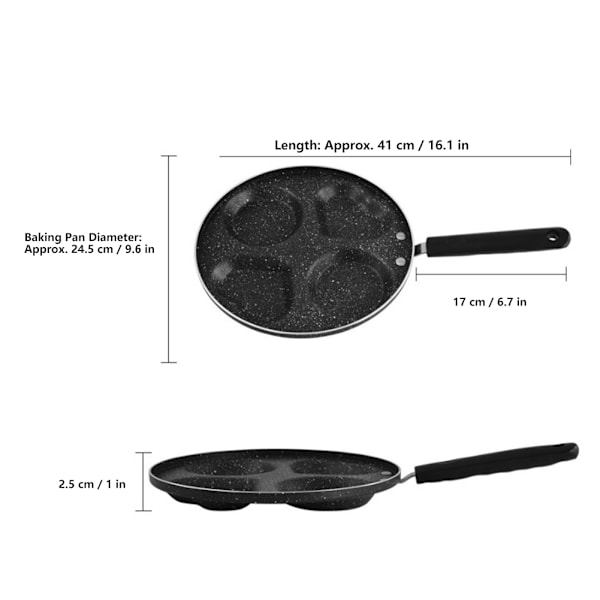 Multifunksjonell firehulls frokoststekepanne Non-stick stekepanne Kjøkkenverktøy 24,5 cm