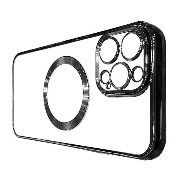 Trendigt elektropläterat magnetiskt sugfodral för iPhone, svart, stötsäkert, helskyddande, för iPhone 13 Pro