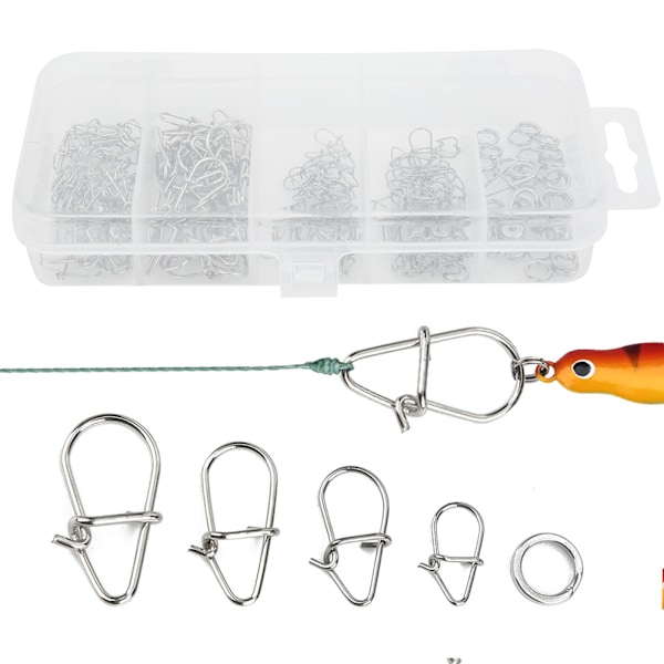 Fishing Connector Lure Pin Double Circle Fast Clip Lock Snap Slitstark ring säkerhetsspänne