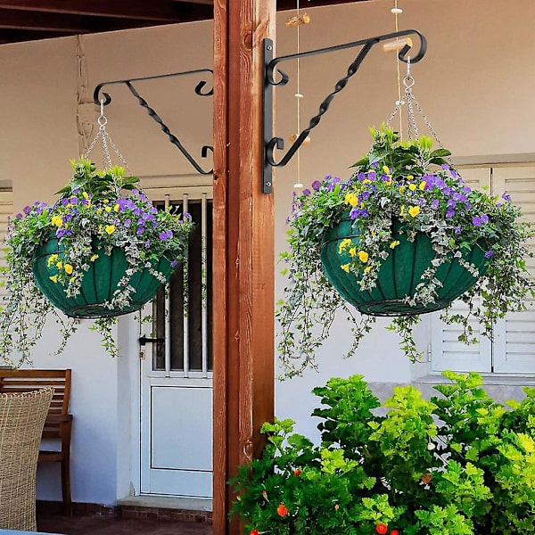Väggfäste för Hängande Växter - 2-pack Väggplanterkrok med Järnskruvar - Vindspel, Blomkruka, Lykta - Utomhus/Inomhus Patio Dekoration