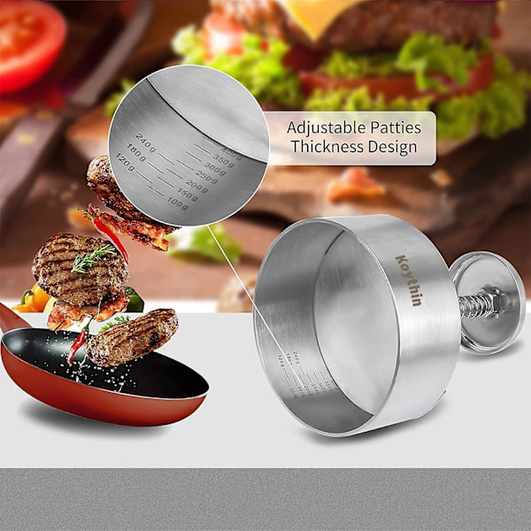 Justerbar Burger Pie Maker Maskine, Non-Stick Pie Maker Form, Fantastisk til Oksekød, Grøntsager, Burger og Bagning, Ideel til BBQ og Hjemmelavet Burger (Diamet